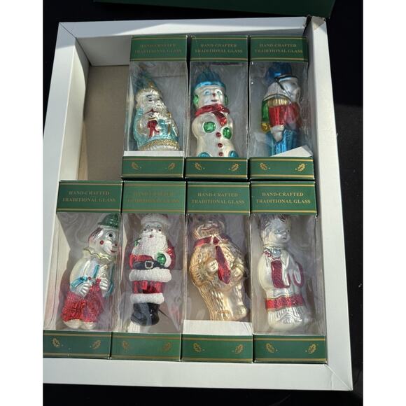 Vintage 1990’s Set of 7 Glass Kurt Adler Traditional Glass Christmas Ornaments - Picture 2 of 16